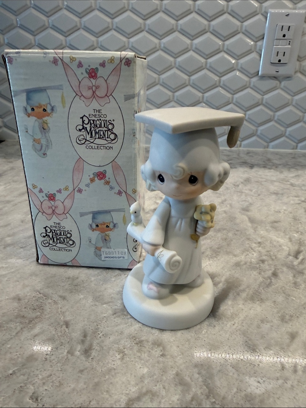 Precious Moments Ceramic Graduation Figurine in White with Pastel Accents